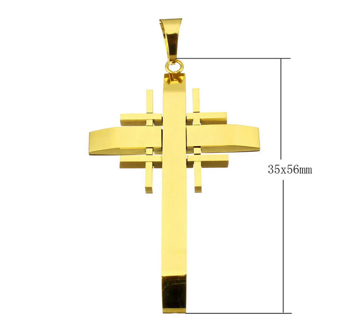 1 Piece 35*56mm Titanium Steel Geometric Cross Pendant