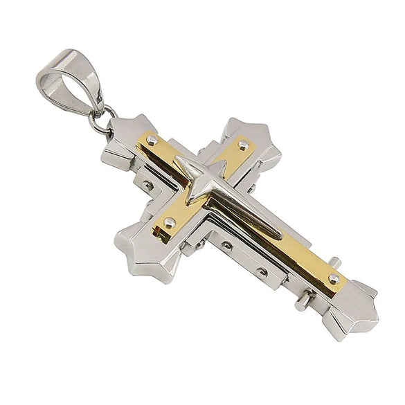 1 Piece 57*41mm Titanium Steel Cross Polished Pendant