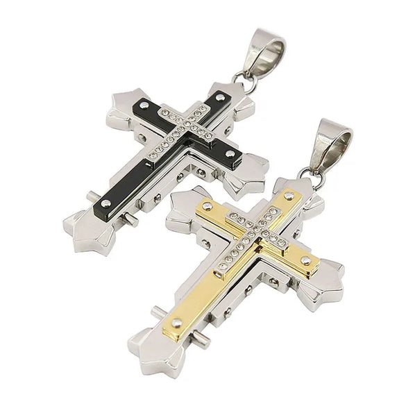1 Piece 57*41mm Titanium Steel Cross Polished Pendant