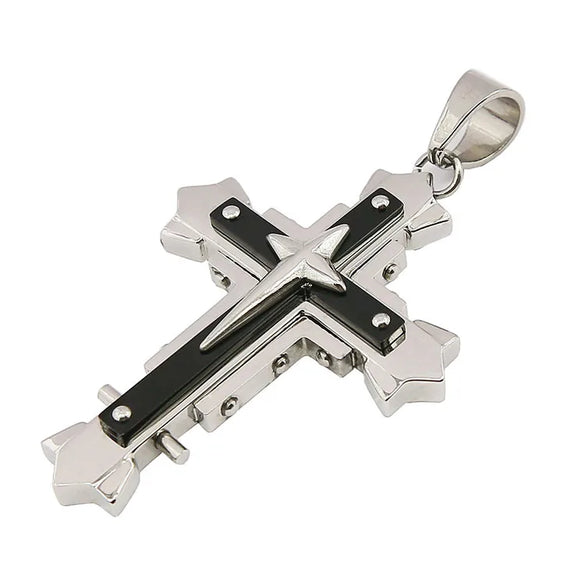 1 Piece 57*41mm Titanium Steel Cross Polished Pendant