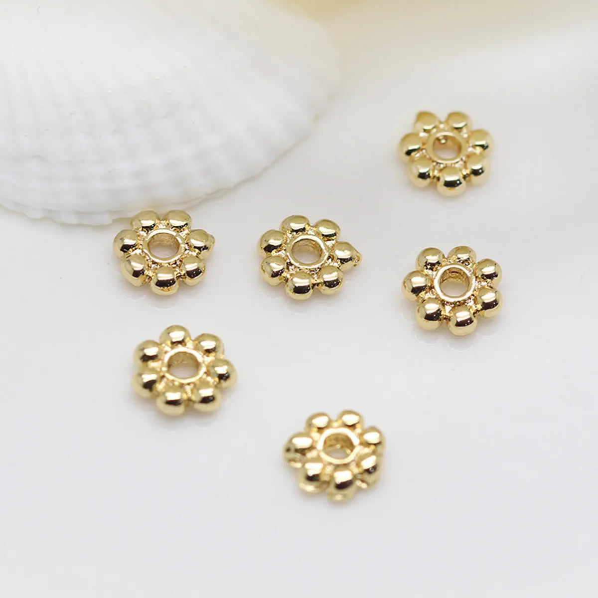 1 Piece 5.5mm Diameter Diameter 7 Mm Copper 14K Gold Plated Flower Polished Spacer Bars