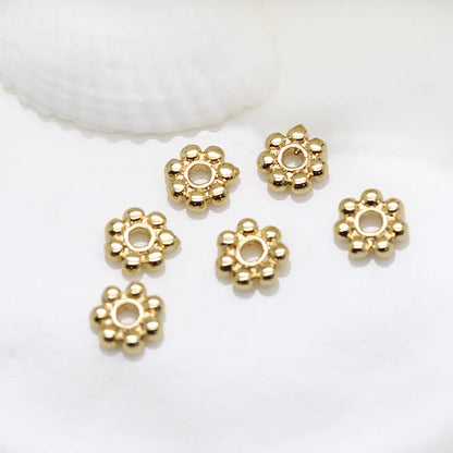 1 Piece 5.5mm Diameter Diameter 7 Mm Copper 14K Gold Plated Flower Polished Spacer Bars