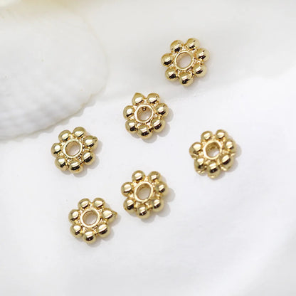 1 Piece 5.5mm Diameter Diameter 7 Mm Copper 14K Gold Plated Flower Polished Spacer Bars