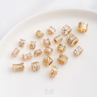 1 Piece 6.5.* 5mm 7 * 3mm 8 * 4mm Copper Zircon 14K Gold Plated Geometric Solid Color Polished Spacer Bars