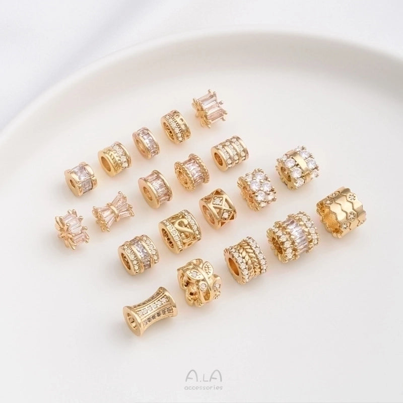 1 Piece 6.5.* 5mm 7 * 3mm 8 * 4mm Copper Zircon 14K Gold Plated Geometric Solid Color Polished Spacer Bars