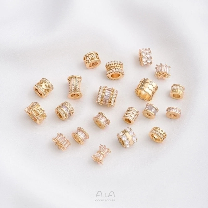 1 Piece 6.5.* 5mm 7 * 3mm 8 * 4mm Copper Zircon 14K Gold Plated Geometric Solid Color Polished Spacer Bars