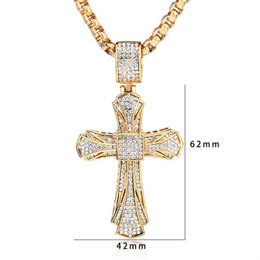 1 Piece 62*42mm Titanium Steel Rhinestones Cross Pendant