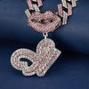 1PC A-Z Women Sexy Lips Name Letter Pendant Necklace Silver Full Diamond Iced Out Personalized Name Initials Charm Necklace Jewelry