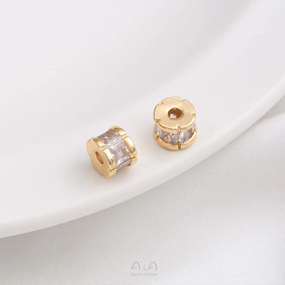 1 Piece 6.5.* 5mm 7 * 3mm 8 * 4mm Copper Zircon 14K Gold Plated Geometric Solid Color Polished Spacer Bars