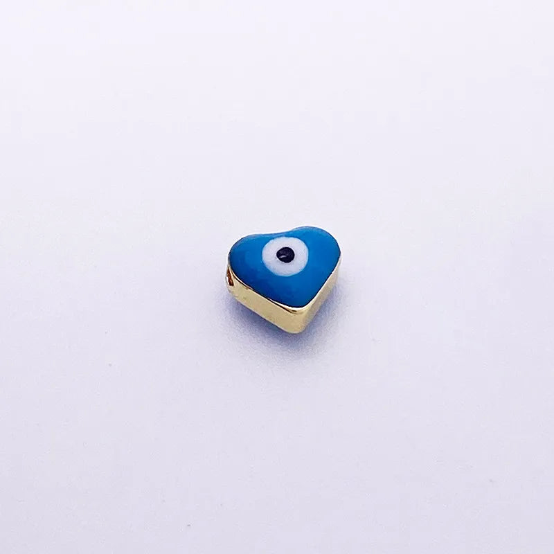 1 Piece 7 * 8mm Diameter 8mm Hole 1~1.9mm Hole 2~2.9mm Copper Heart Shape Eye Flower Beads