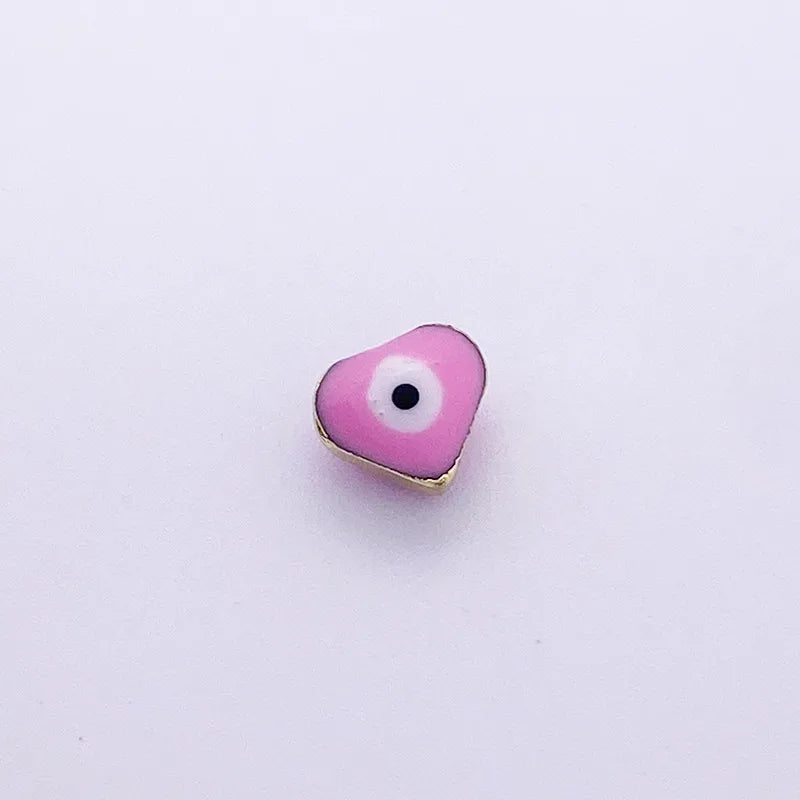 1 Piece 7 * 8mm Diameter 8mm Hole 1~1.9mm Hole 2~2.9mm Copper Heart Shape Eye Flower Beads