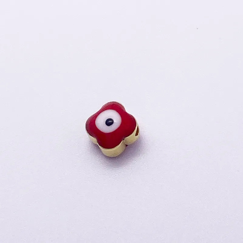 1 Piece 7 * 8mm Diameter 8mm Hole 1~1.9mm Hole 2~2.9mm Copper Heart Shape Eye Flower Beads