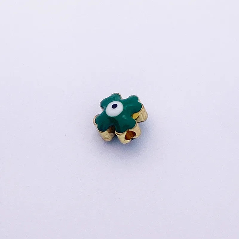 1 Piece 7 * 8mm Diameter 8mm Hole 1~1.9mm Hole 2~2.9mm Copper Heart Shape Eye Flower Beads