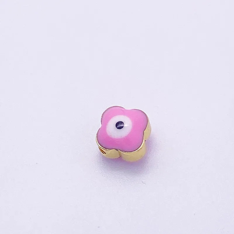 1 Piece 7 * 8mm Diameter 8mm Hole 1~1.9mm Hole 2~2.9mm Copper Heart Shape Eye Flower Beads