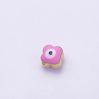 1 Piece 7 * 8mm Diameter 8mm Hole 1~1.9mm Hole 2~2.9mm Copper Heart Shape Eye Flower Beads