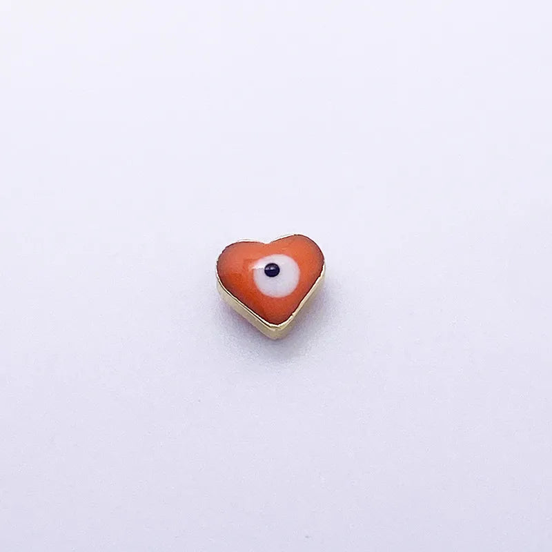 1 Piece 7 * 8mm Diameter 8mm Hole 1~1.9mm Hole 2~2.9mm Copper Heart Shape Eye Flower Beads