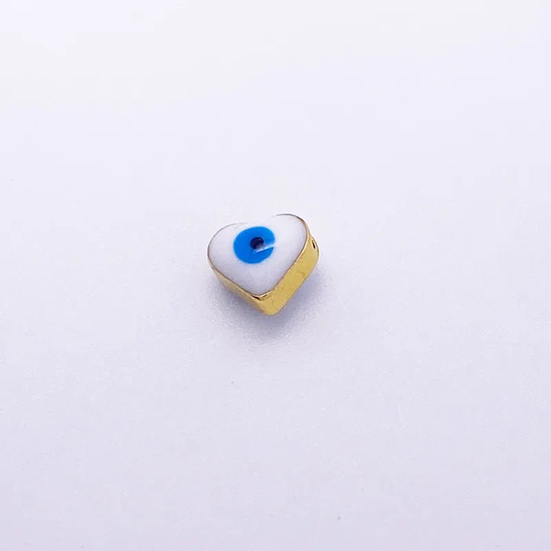 1 Piece 7 * 8mm Diameter 8mm Hole 1~1.9mm Hole 2~2.9mm Copper Heart Shape Eye Flower Beads