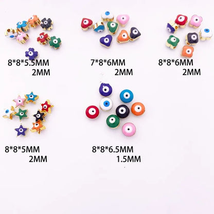 1 Piece 7 * 8mm Diameter 8mm Hole 1~1.9mm Hole 2~2.9mm Copper Heart Shape Eye Flower Beads