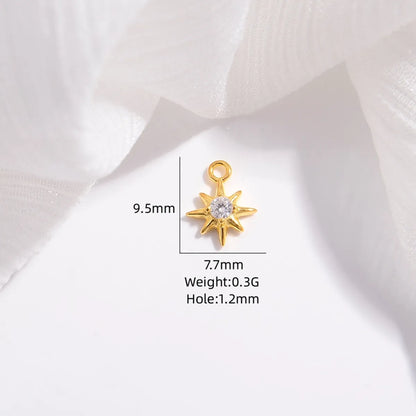 1 Piece 7.7*9.3mm 7.7*9.5mm Sterling Silver Zircon Eight Awn Star Pendant