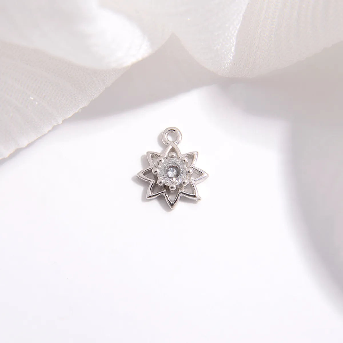 1 Piece 7.7*9.3mm 7.7*9.5mm Sterling Silver Zircon Eight Awn Star Pendant