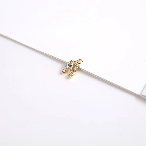 1 Piece 8*11.8mm Copper Zircon Letter Pendant