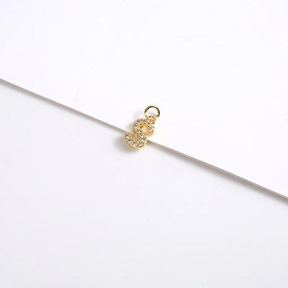 1 Piece 8*11.8mm Copper Zircon Letter Pendant