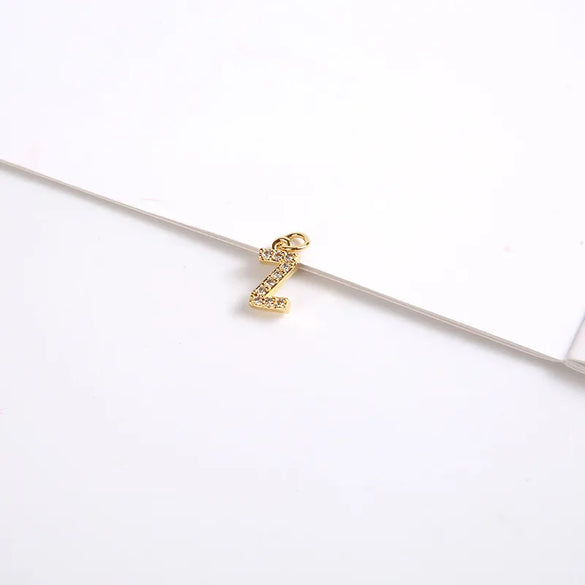 1 Piece 8*11.8mm Copper Zircon Letter Pendant