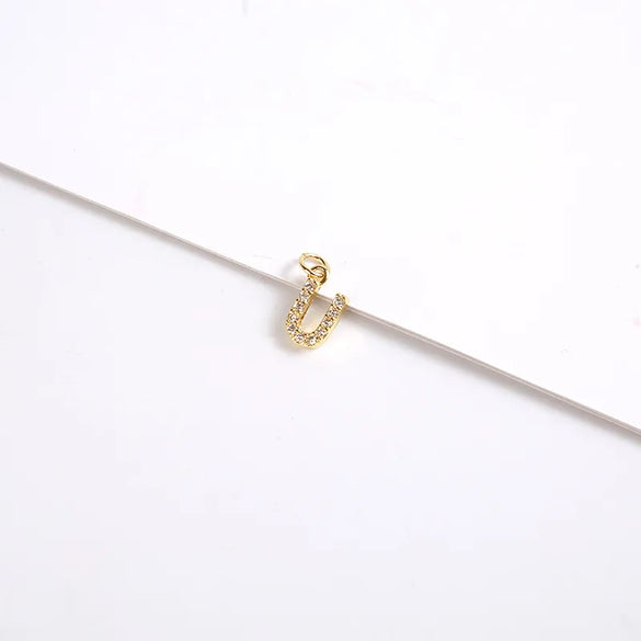 1 Piece 8*11.8mm Copper Zircon Letter Pendant