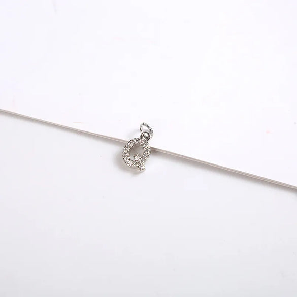 1 Piece 8*11.8mm Copper Zircon Letter Pendant