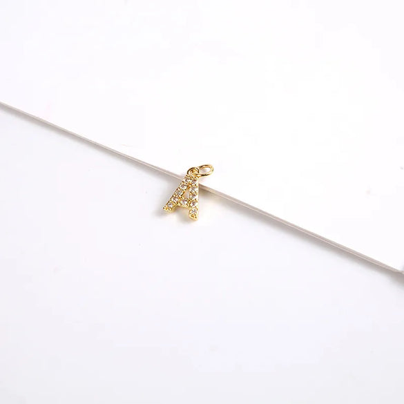 1 Piece 8*11.8mm Copper Zircon Letter Pendant