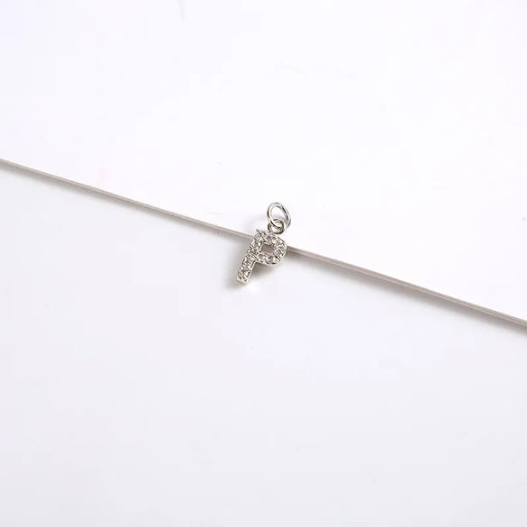 1 Piece 8*11.8mm Copper Zircon Letter Pendant