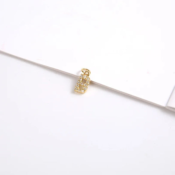 1 Piece 8*11.8mm Copper Zircon Letter Pendant