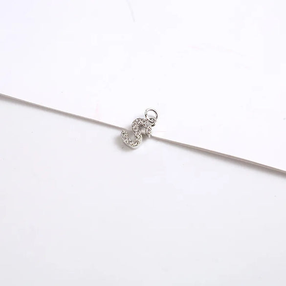 1 Piece 8*11.8mm Copper Zircon Letter Pendant