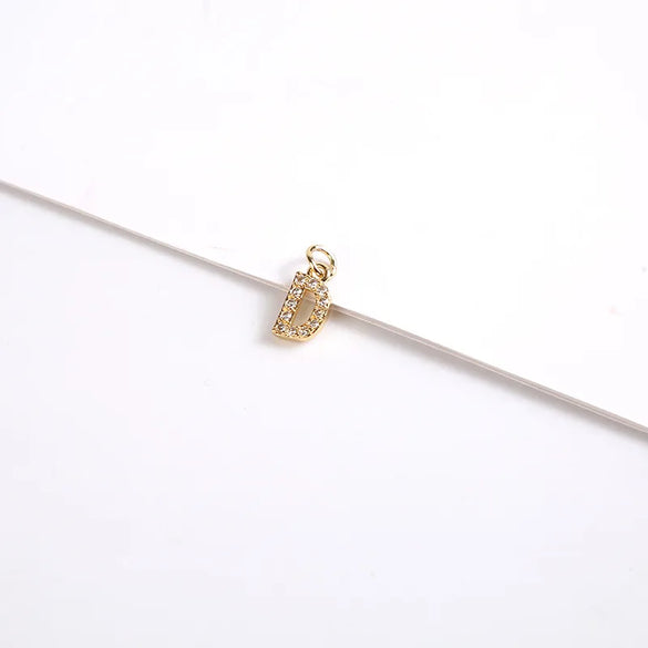 1 Piece 8*11.8mm Copper Zircon Letter Pendant