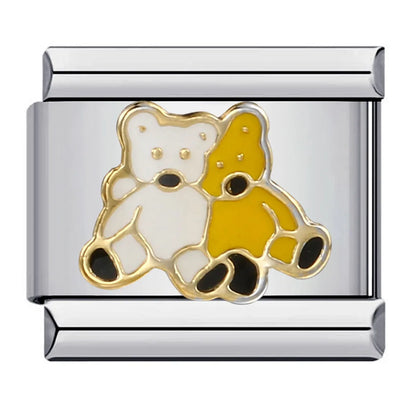 1 Piece 9*10mm 304 Stainless Steel Bear Italian Charms