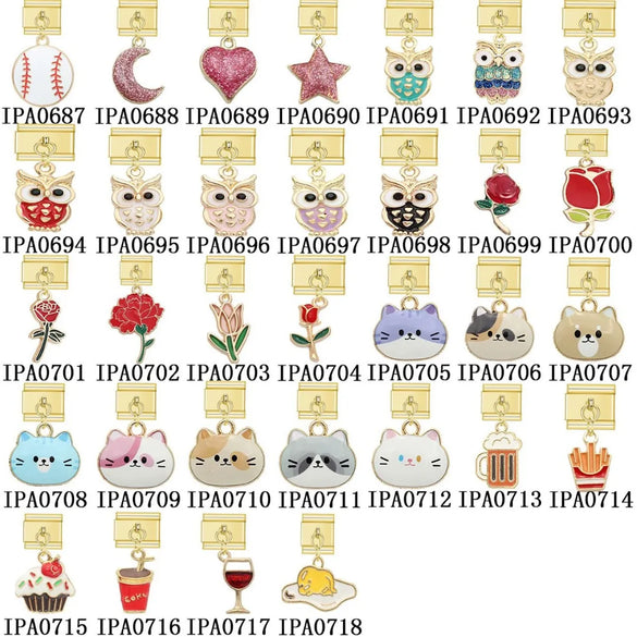 1 Piece 9*10mm 304 Stainless Steel Color Block Heart Shape Bow Knot Italian Charms