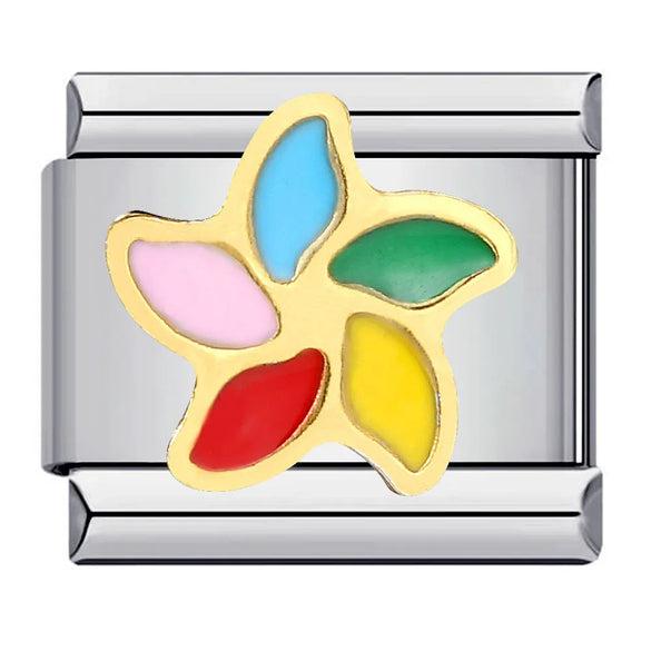 1 Piece 9*10mm 304 Stainless Steel Rainbow Hot Air Balloon Heart Shape Italian Charms