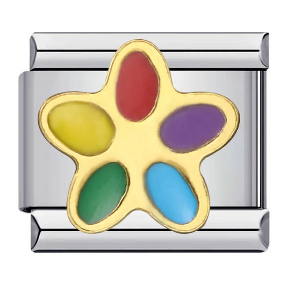 1 Piece 9*10mm 304 Stainless Steel Rainbow Hot Air Balloon Heart Shape Italian Charms