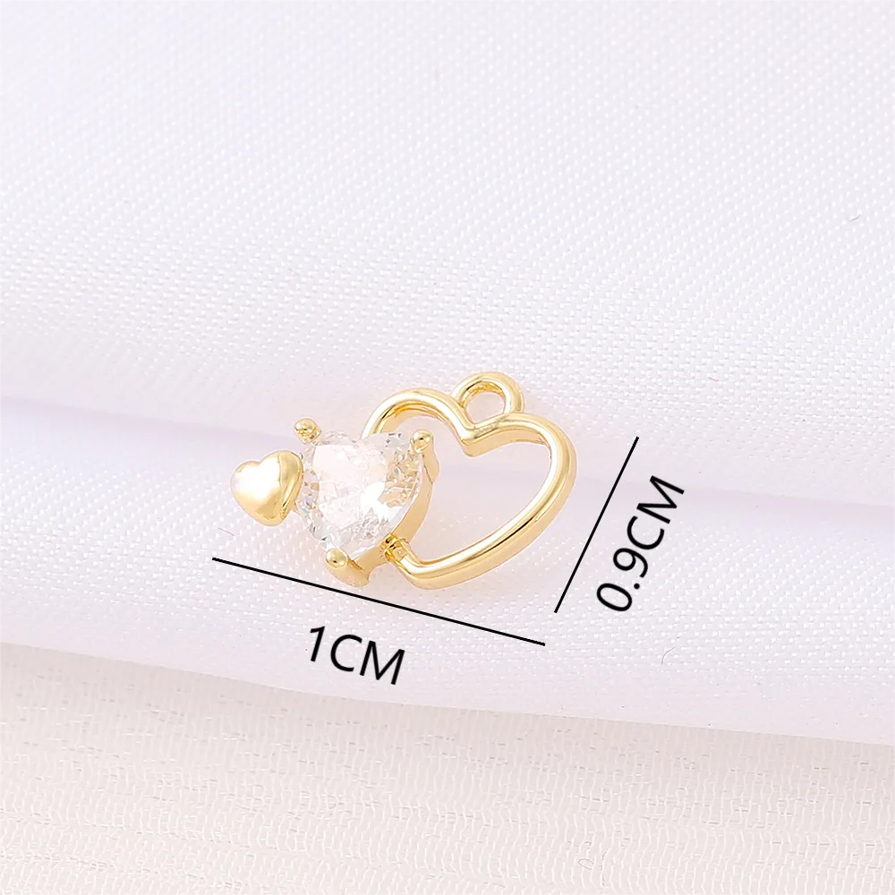 1 Piece 9 * 10mm Copper Zircon 18K Gold Plated Heart Shape Polished Pendant