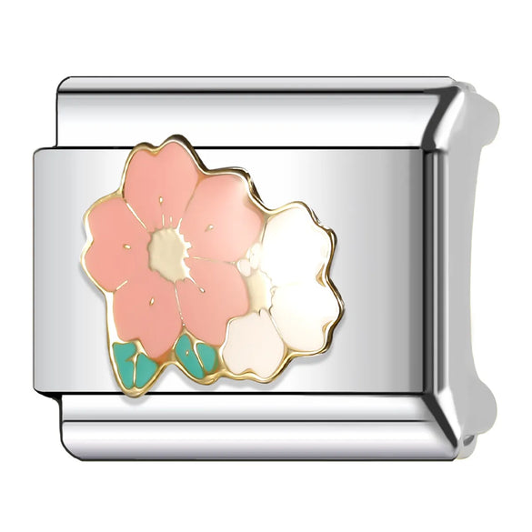 1 Piece 9*10mm Titanium Steel Copper Heart Shape Flower Butterfly Italian Charms