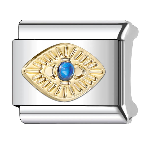 1 Piece 9*10mm Titanium Steel Devil'S Eye Heart Shape Italian Charms