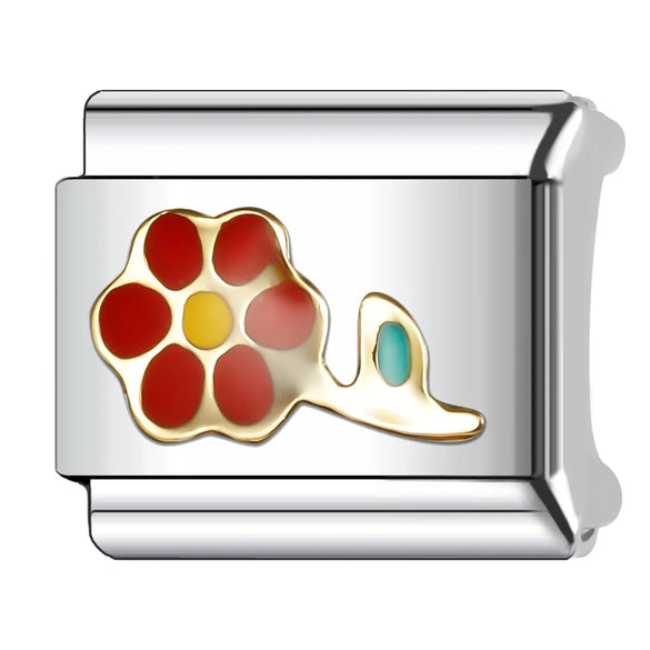 1 Piece 9*10mm Titanium Steel Letter Color Block Heart Shape Italian Charms