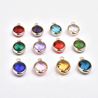 1 Piece 9*16mm Copper Glass Birthstone Oval Pendant