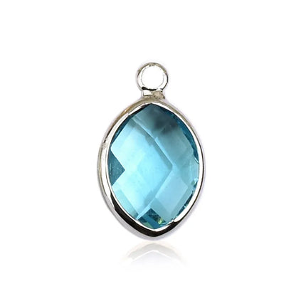 1 Piece 9*16mm Copper Glass Birthstone Oval Pendant