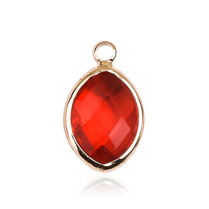 1 Piece 9*16mm Copper Glass Birthstone Oval Pendant