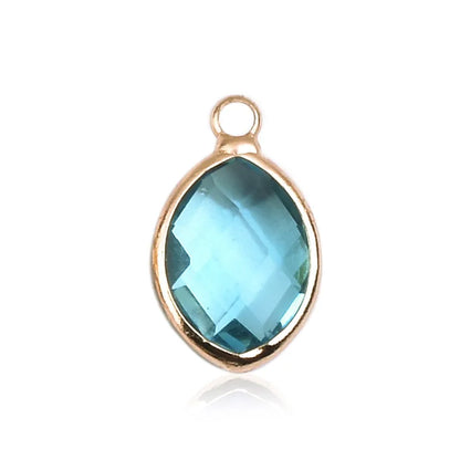 1 Piece 9*16mm Copper Glass Birthstone Oval Pendant