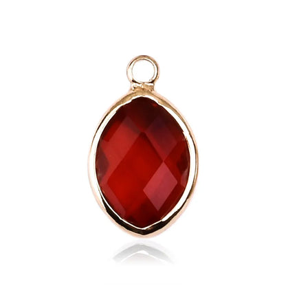 1 Piece 9*16mm Copper Glass Birthstone Oval Pendant