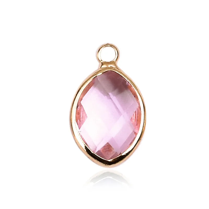 1 Piece 9*16mm Copper Glass Birthstone Oval Pendant