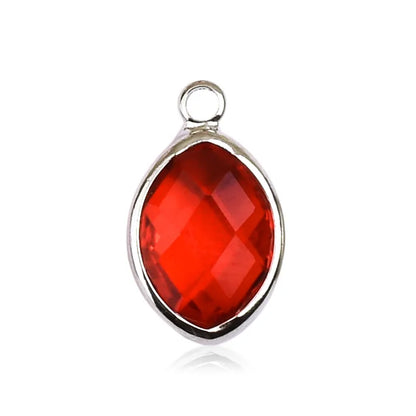 1 Piece 9*16mm Copper Glass Birthstone Oval Pendant