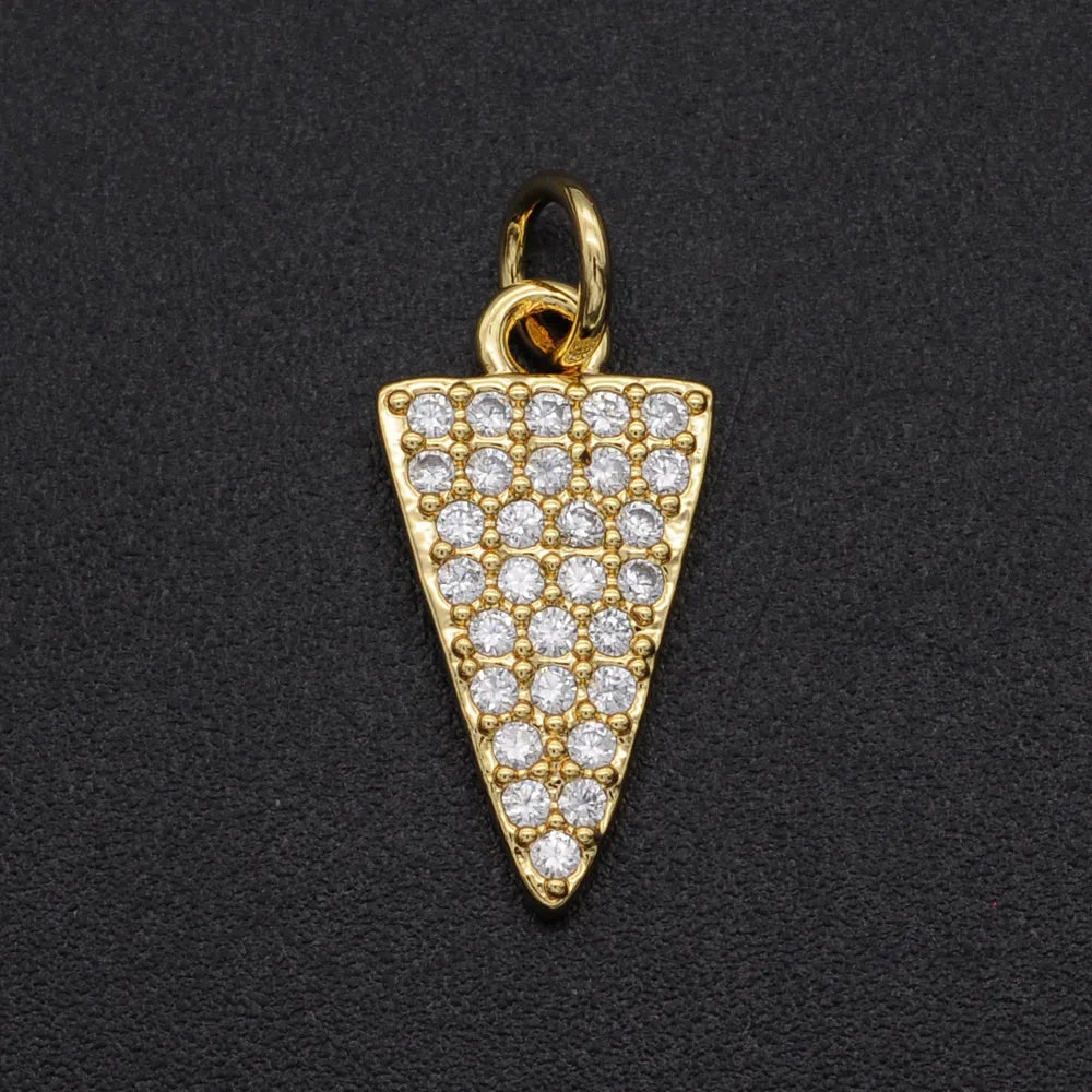 1 Piece 9*16mm Copper Zircon 18K Gold Plated Triangle Pendant